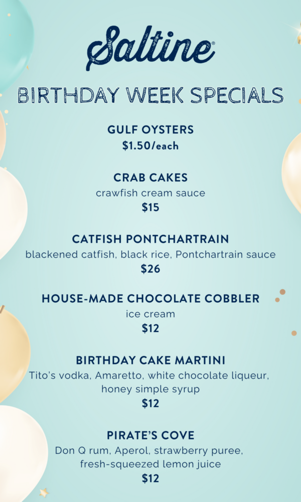 Saltine Birthday Menu 2026