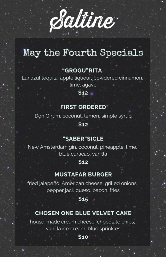 Saltine May the Fourth Menu 2025 - 2021